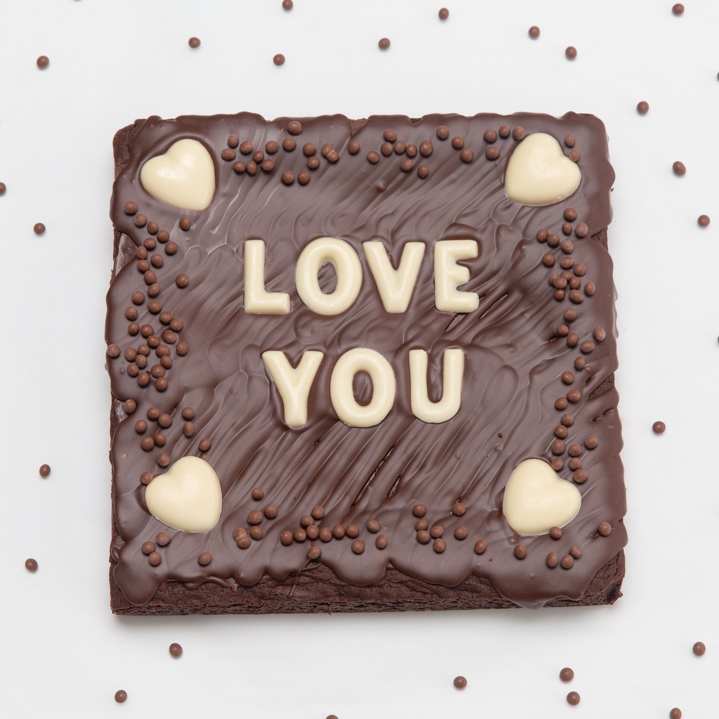 Custom Message Hearts Brownie - 8inch