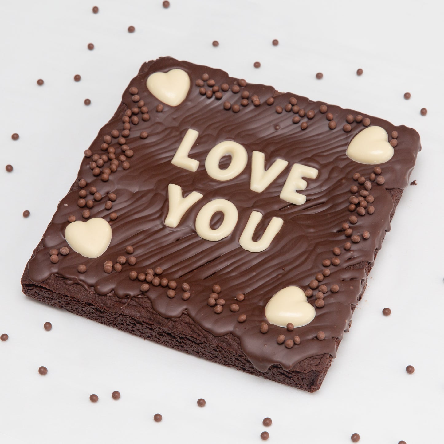 Custom Message Hearts Brownie - 8inch