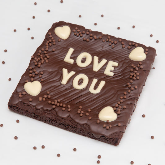 Custom Message Hearts Brownie - 8inch
