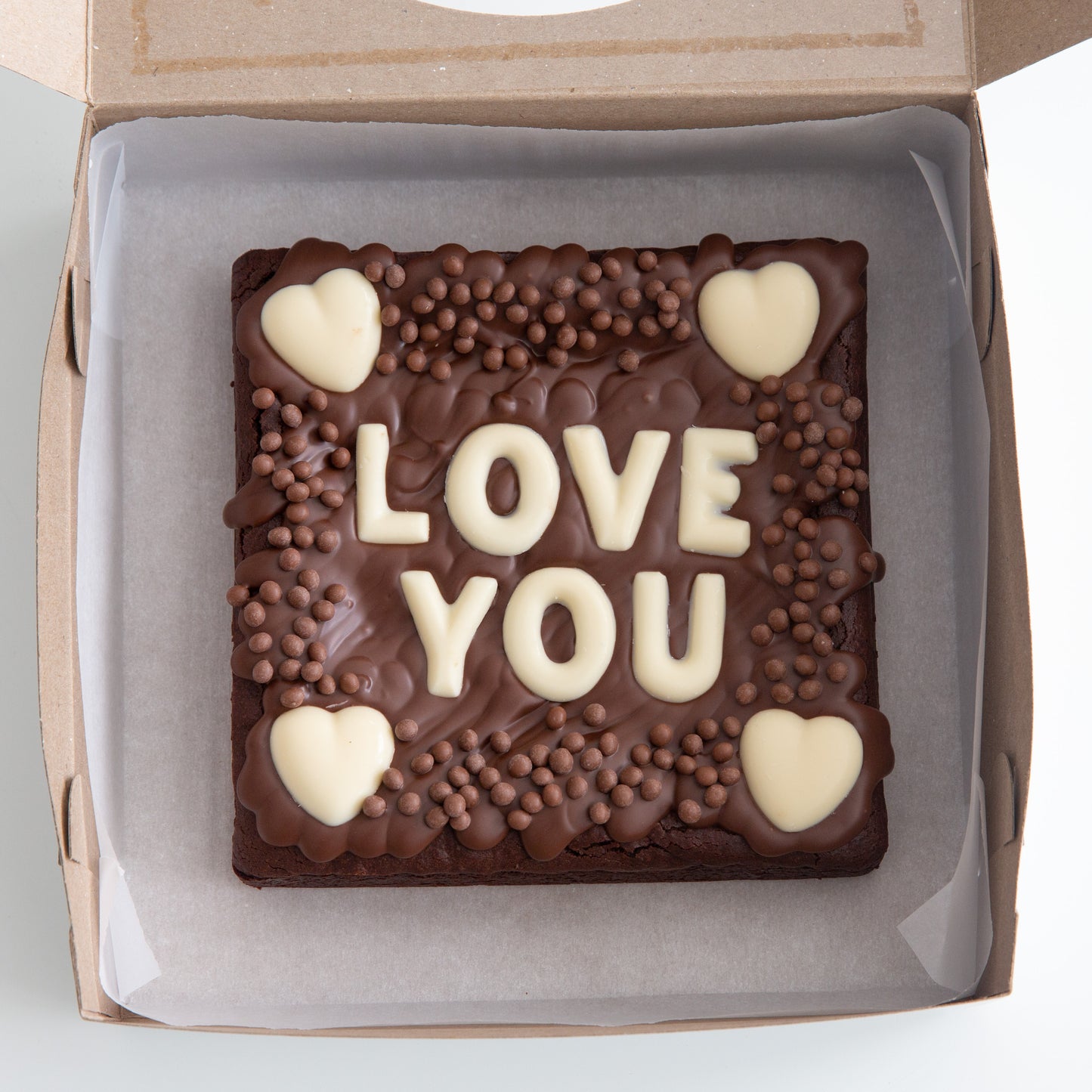 Custom Message Hearts Brownie - 6inch