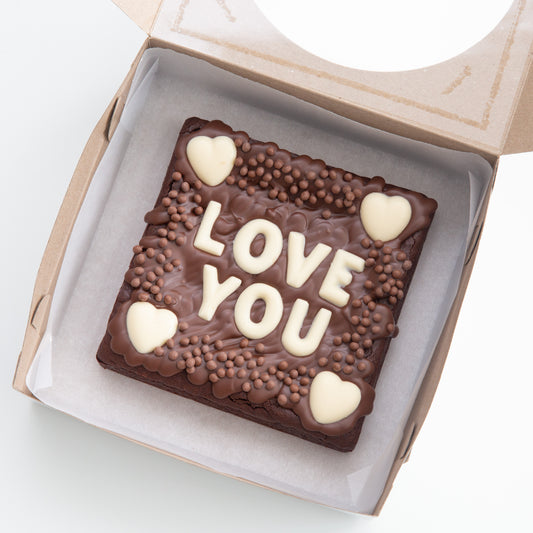 Custom Message Hearts Brownie - 6inch